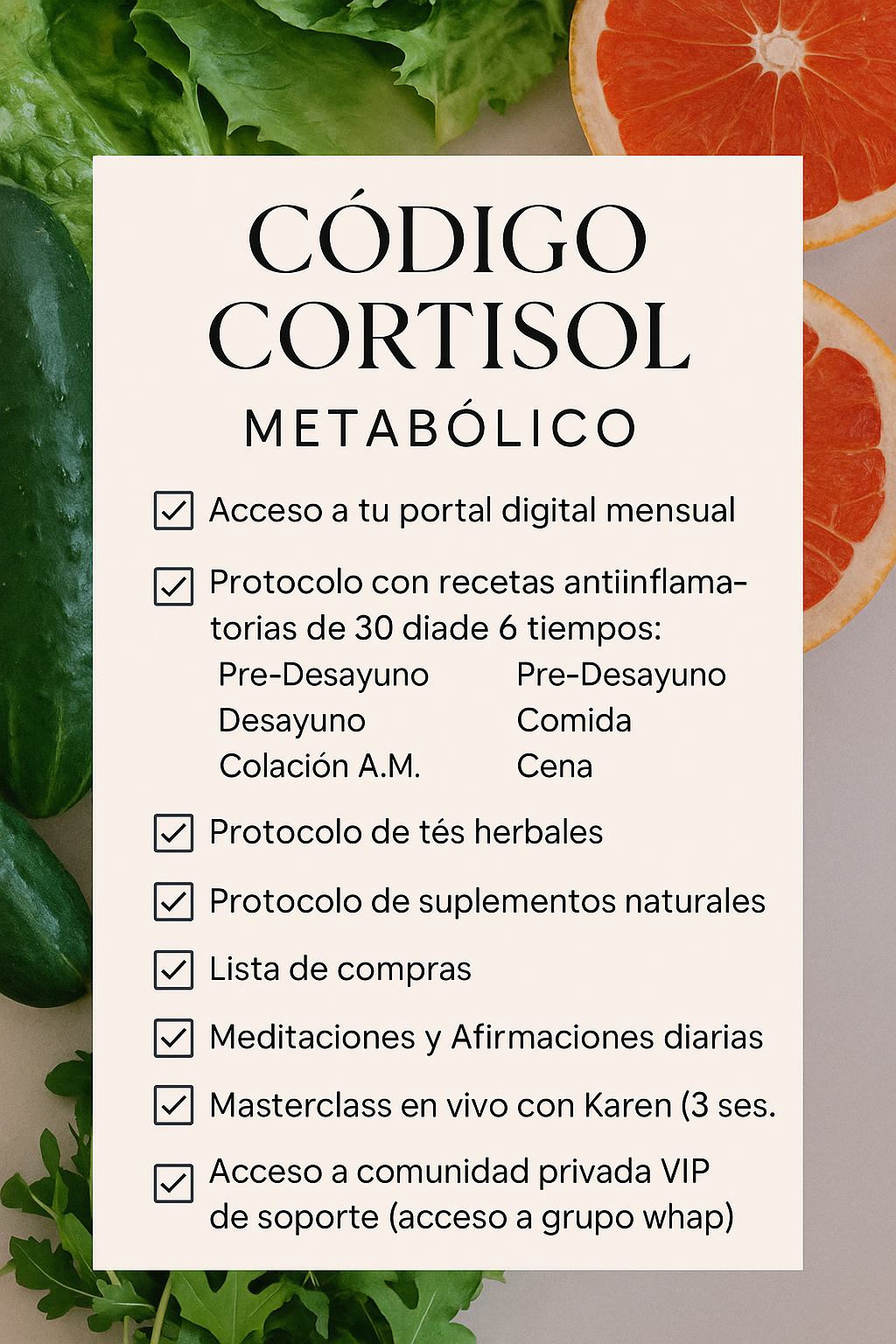 THE CLEANSE CODE AGOSTO 2025  ✨ CÓDIGO CORTISOL – METABÓLICO
